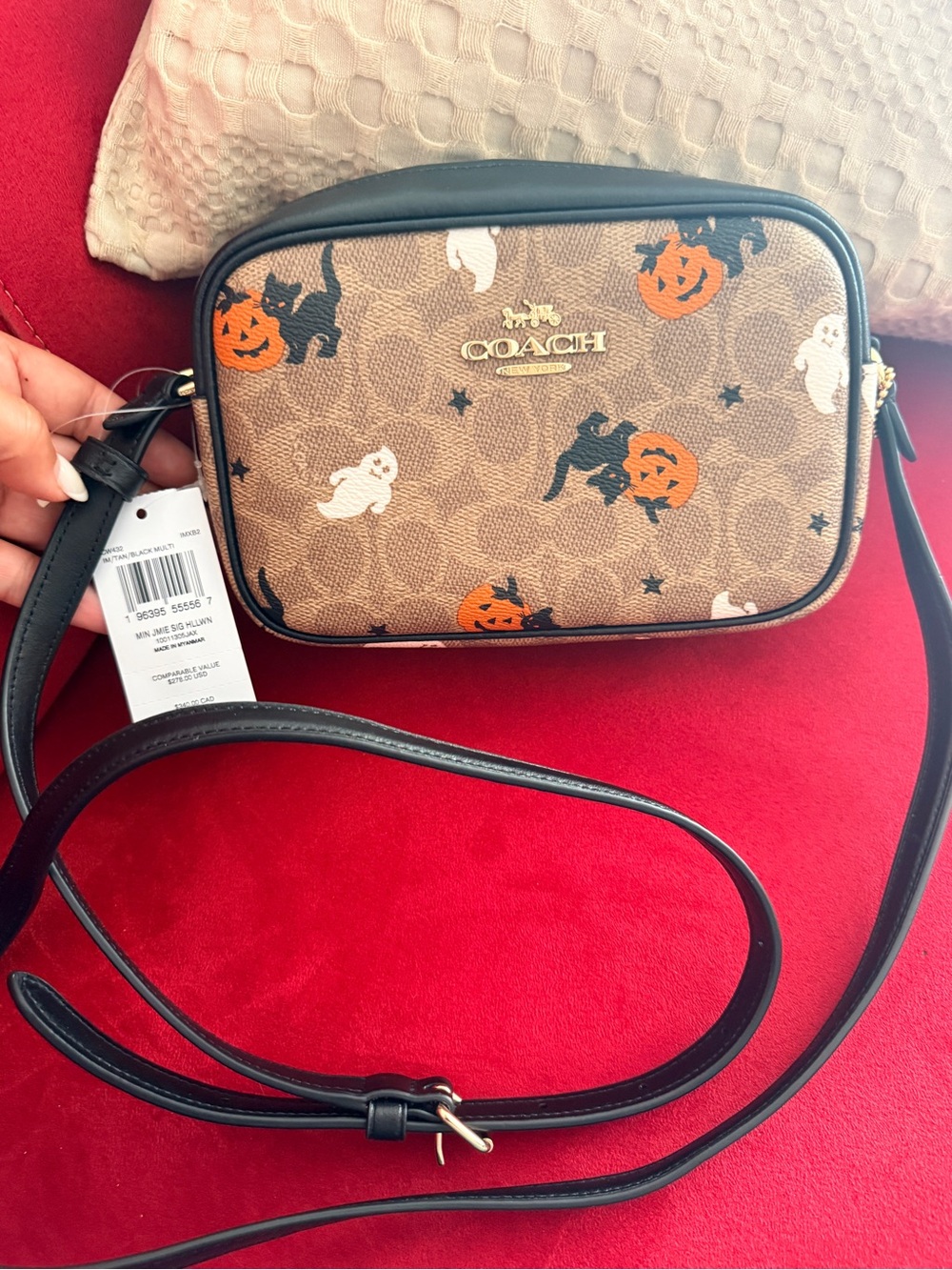 🎃 Rare Coach Halloween Ghost Cat Pumpkin Mini Jamie Camera Bag NWT 👻